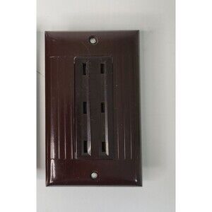 Sierra Triplex Electrical Outlet 2 Prong 15A Bakelite Brown D-9 w/ Cover Ribbed